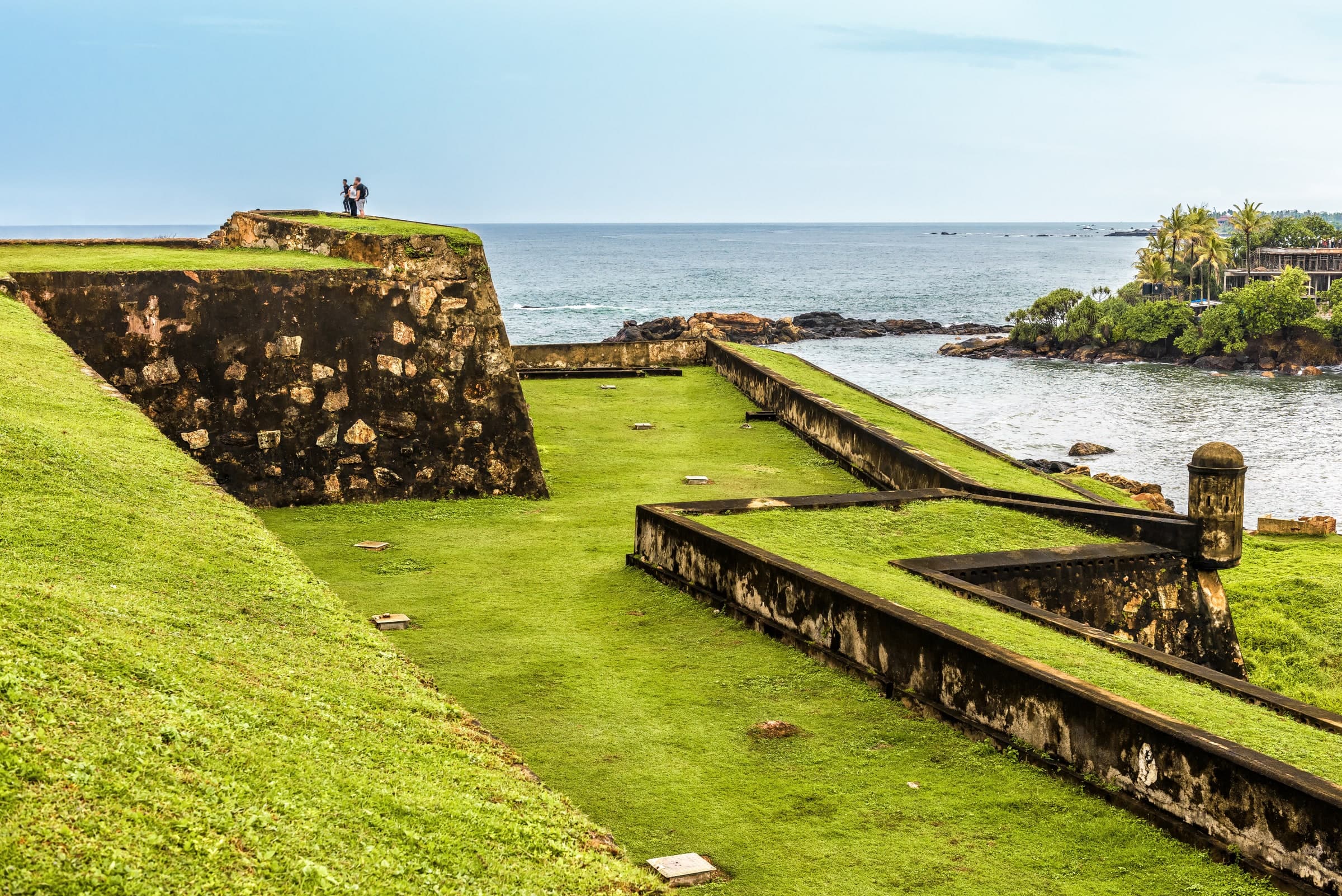 Stone ramparts overlooking the coast at Galle Fort