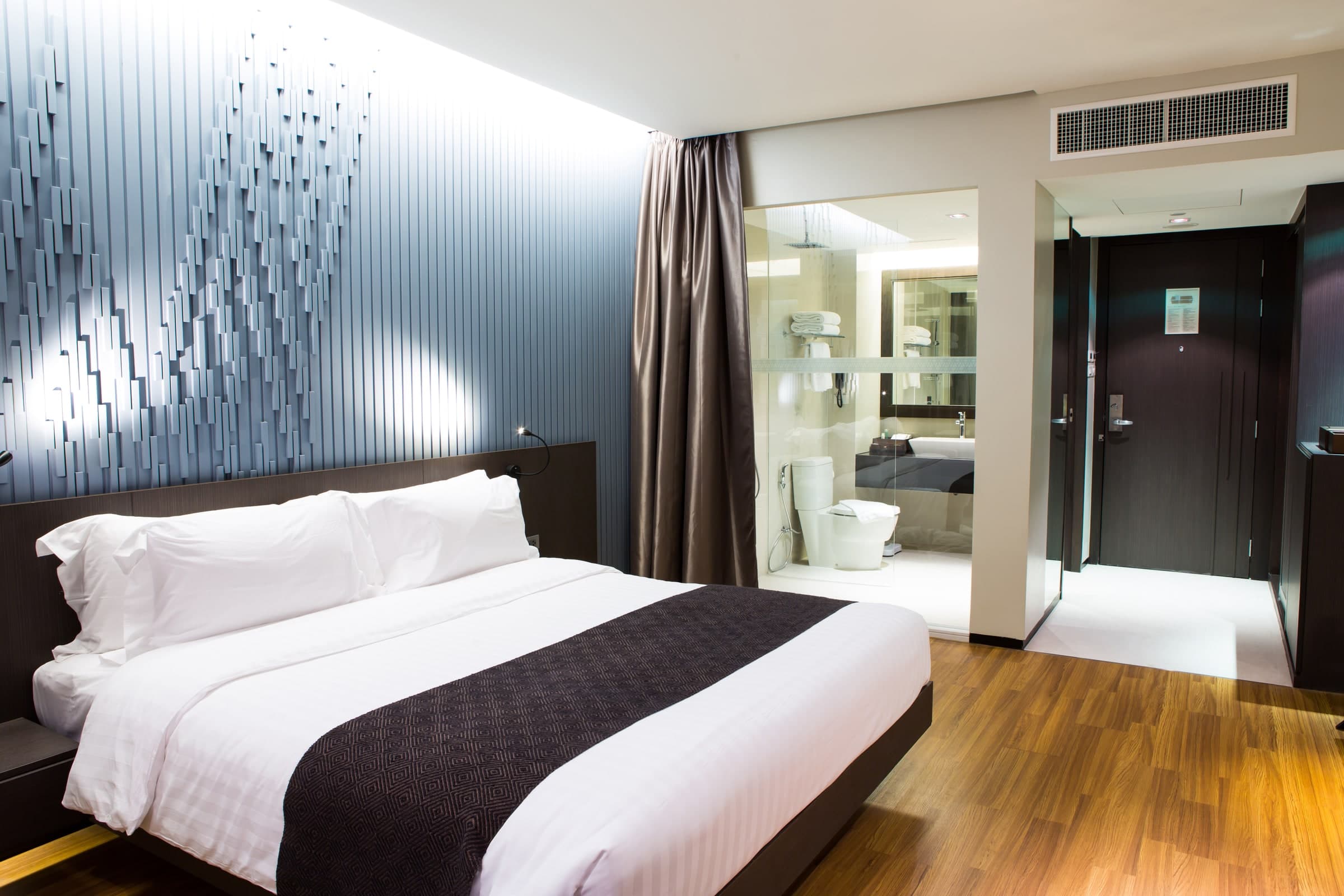 Hotel bedroom with a double bed