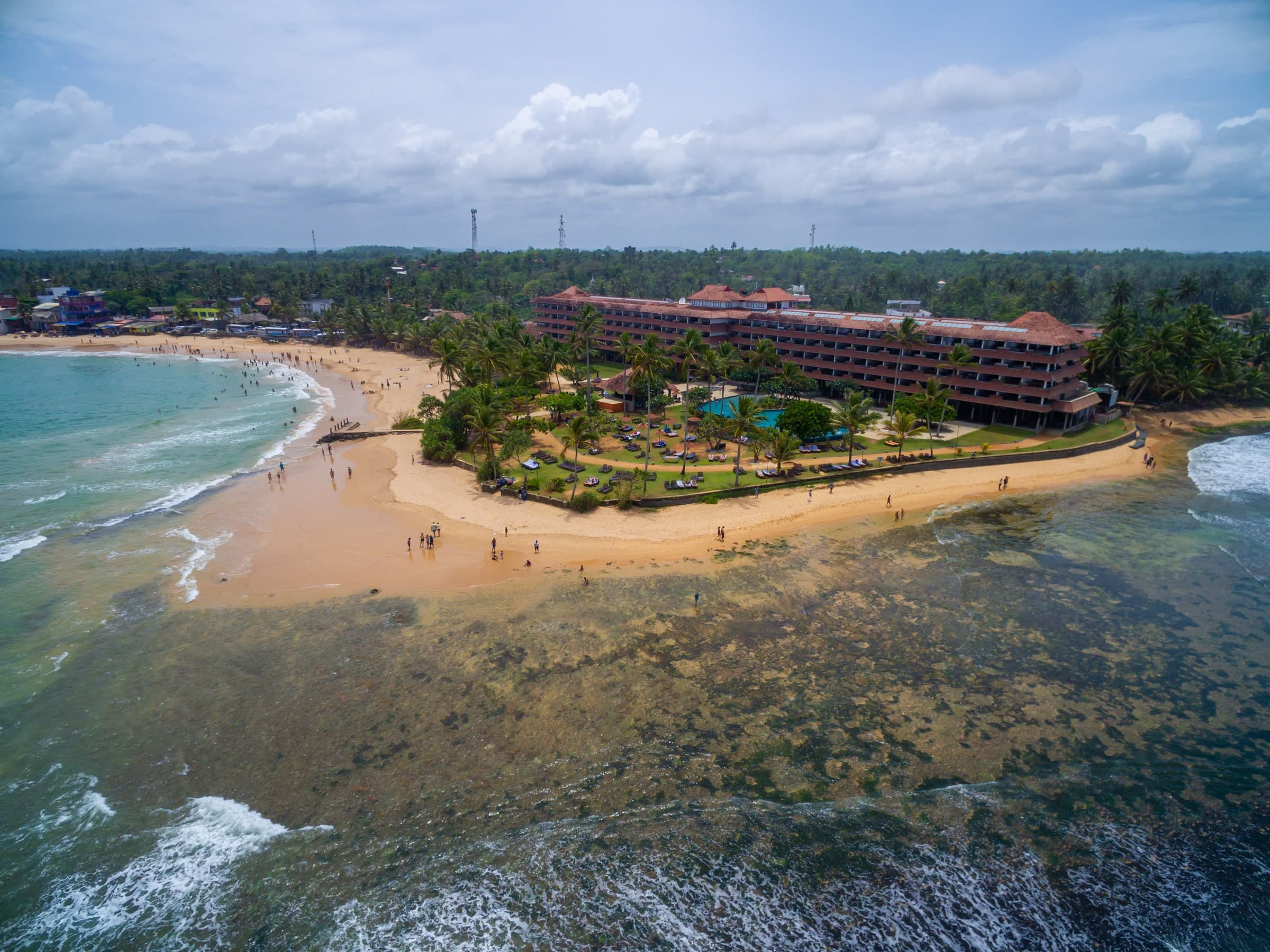 Aerial view of a Sri Lankan beach and the coast